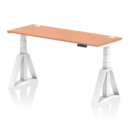 Air Height Adjustable Slimline Desk With Cable Ports With Piste Foot