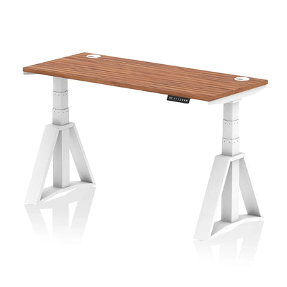 Air Height Adjustable Slimline Desk With Cable Ports With Piste Foot