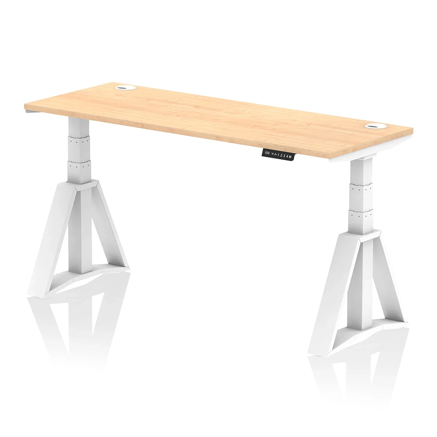 Air Height Adjustable Slimline Desk With Cable Ports With Piste Foot