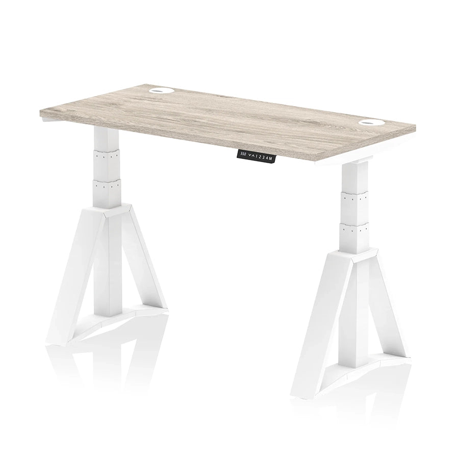 Air Height Adjustable Slimline Desk With Cable Ports With Piste Foot