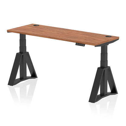 Air Height Adjustable Slimline Desk With Cable Ports With Piste Foot