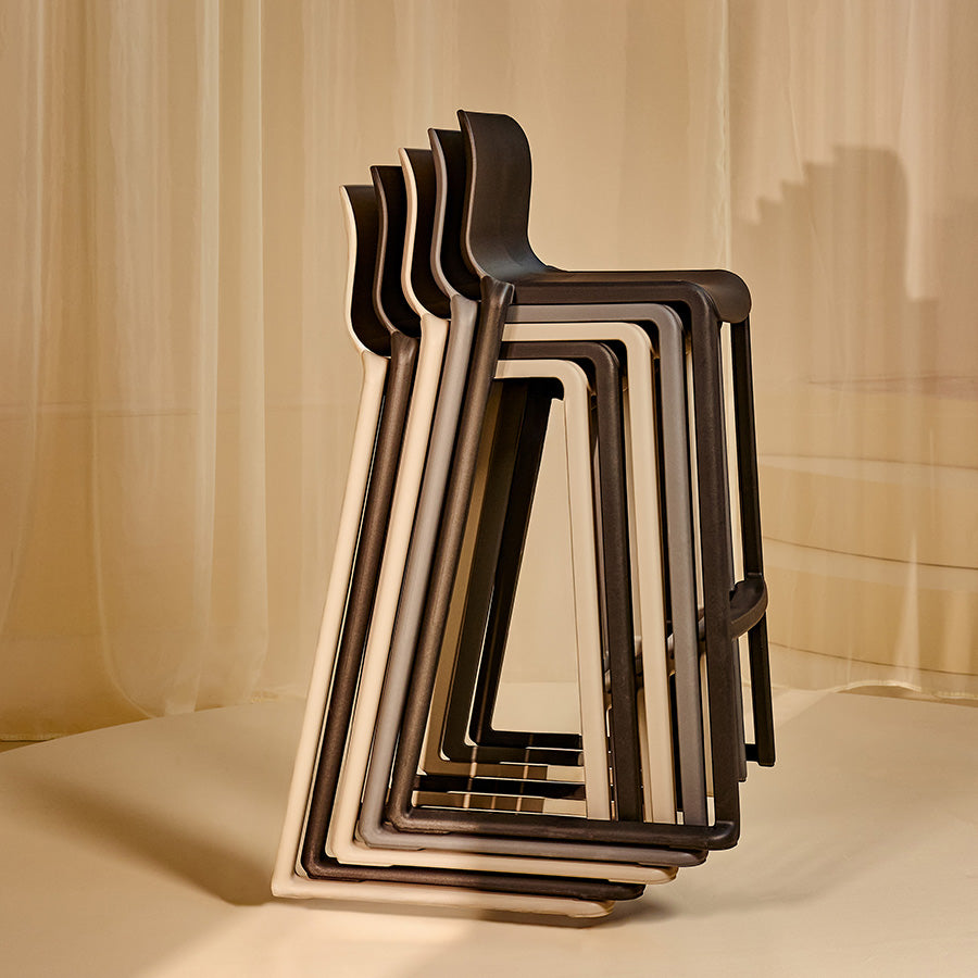 Hatton One Piece Midi Back Stools 5 Stacked Lifestyle Image