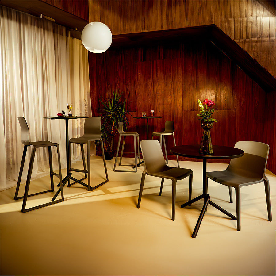 Hatton One Piece Midi and High Back Stools and Hatton One Piece Chair Lifestyle Image