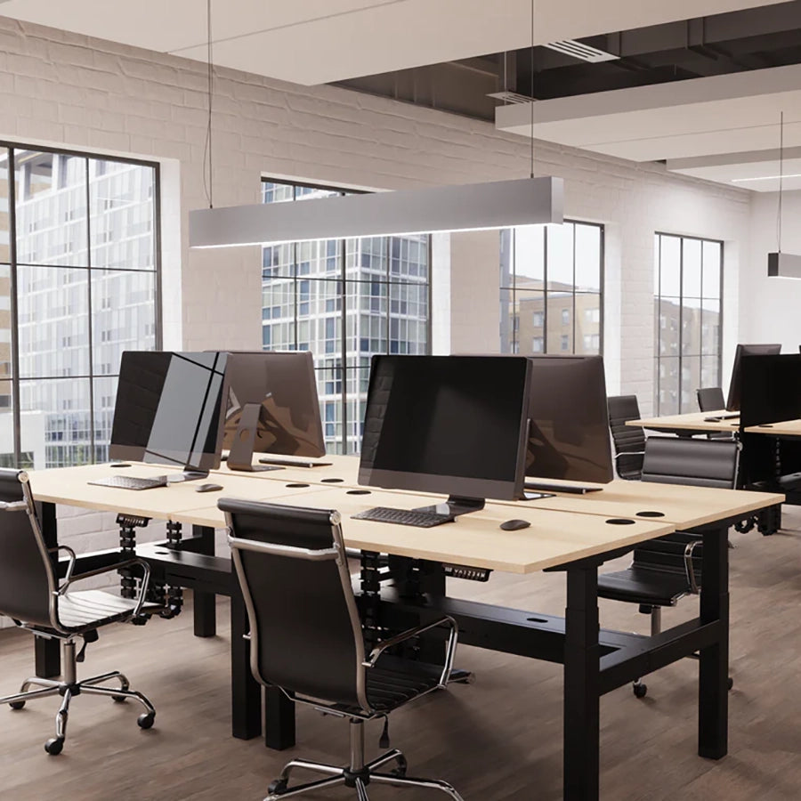 Air Back-to-Back Height Adjustable Bench Desk - 4 Person