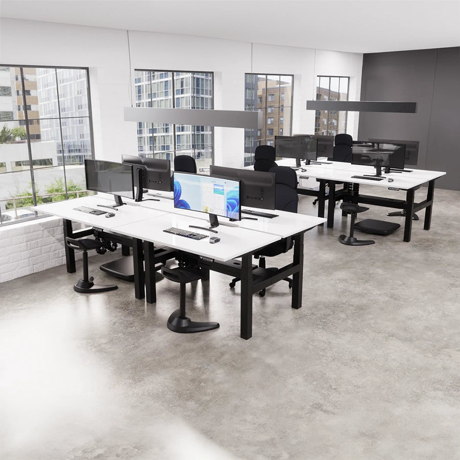 Air Back-to-Back Height Adjustable Bench Desk - 4 Person