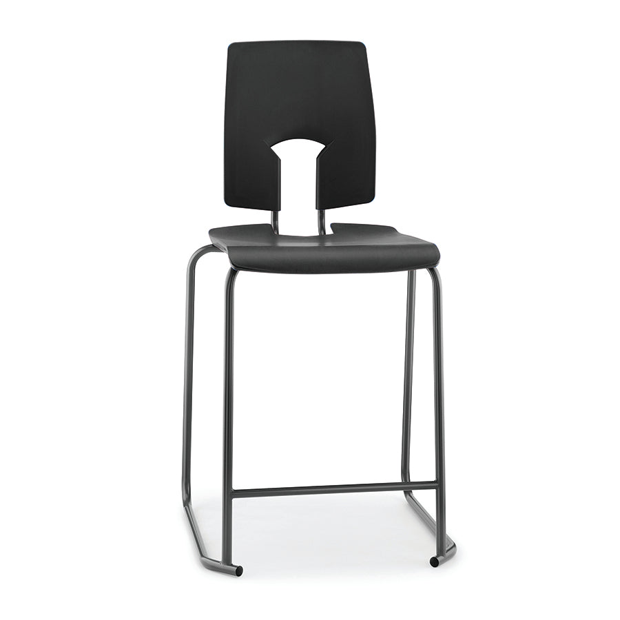 Hille SE Stool with Back Ebony Black Seat and Back with Dark Grey Frame SS30124