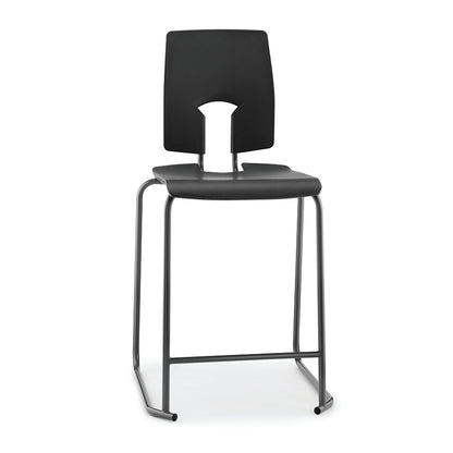 Hille SE Stool with Back Ebony Black Seat and Back with Dark Grey Frame SS30124