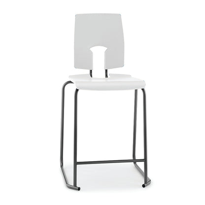 Hille SE Stool with Back Ivory White Seat and Back with Dark Grey Frame SS30124