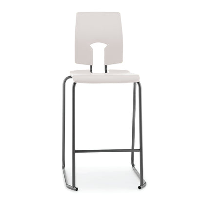 Hille SE Stool with Back Ivory White Seat and Back with Dark Grey Frame SS30125