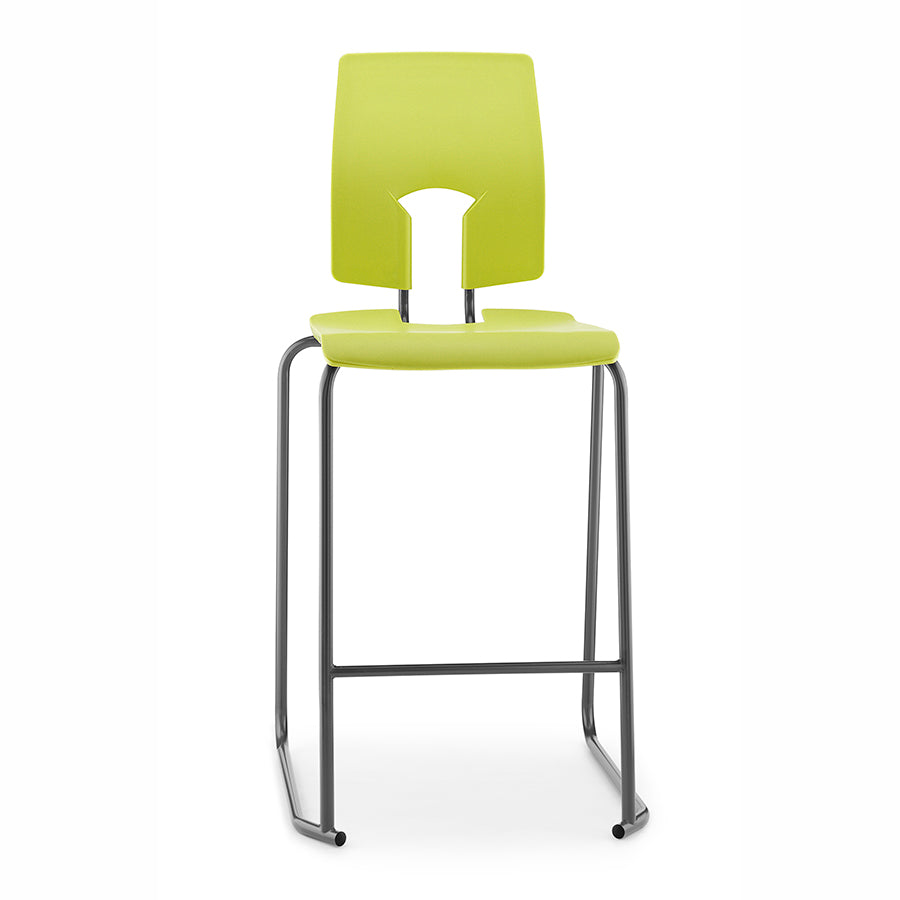 Hille SE Stool with Back Leaf Seat and Back with Dark Grey Frame SS30125