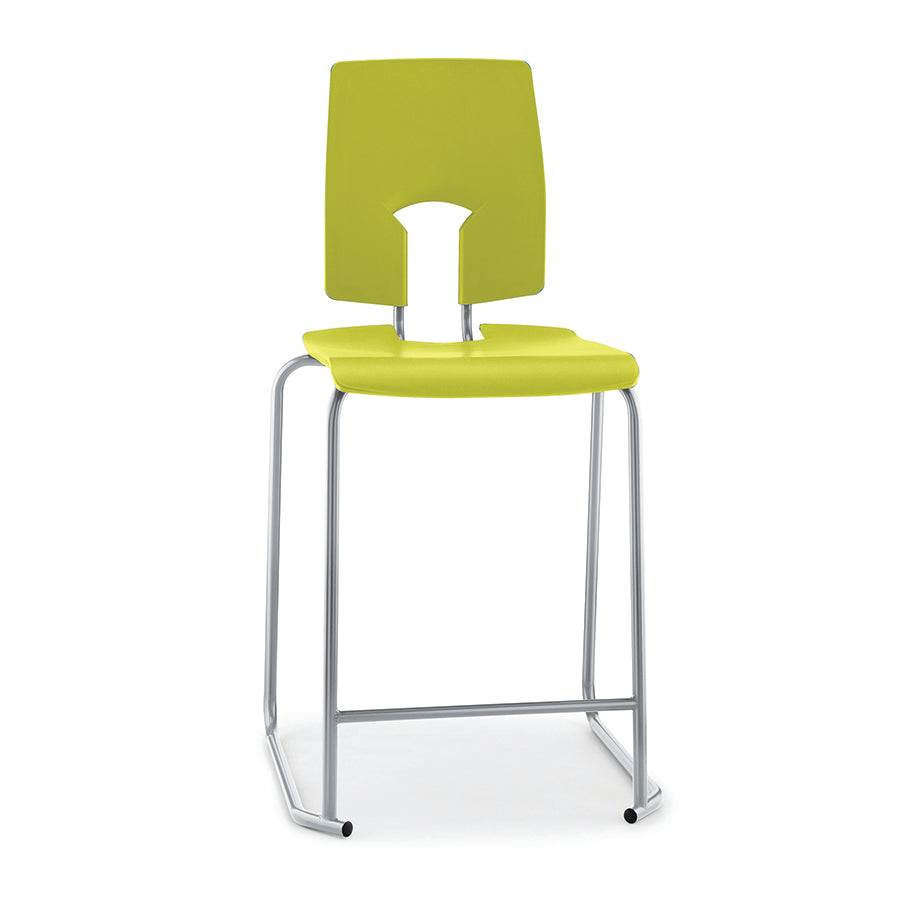 Hille SE Stool with Back Leaf Seat and Back with Light Grey Frame SS30124