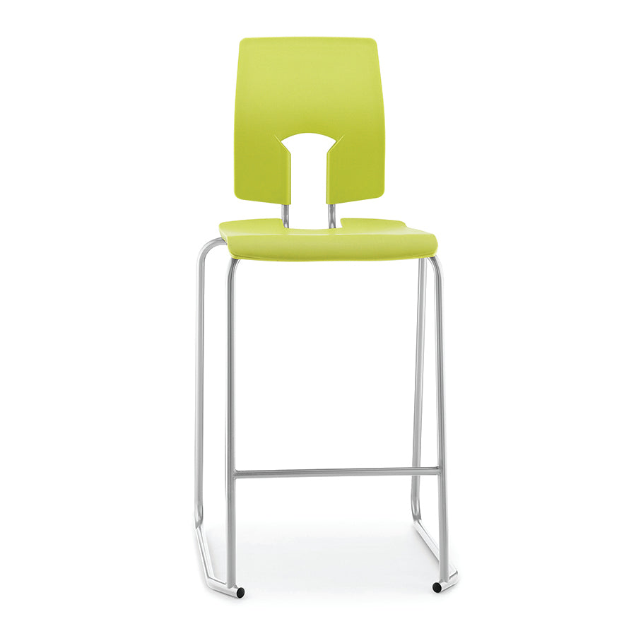 Hille SE Stool with Back Leaf Seat and Back with Light Grey Frame SS30125