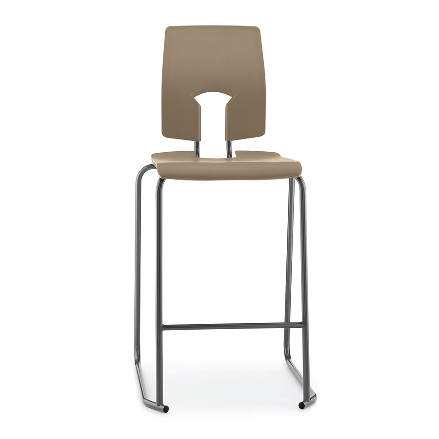 Hille SE Stool with Back Mocha Seat and Back with Dark Grey Frame SS30125