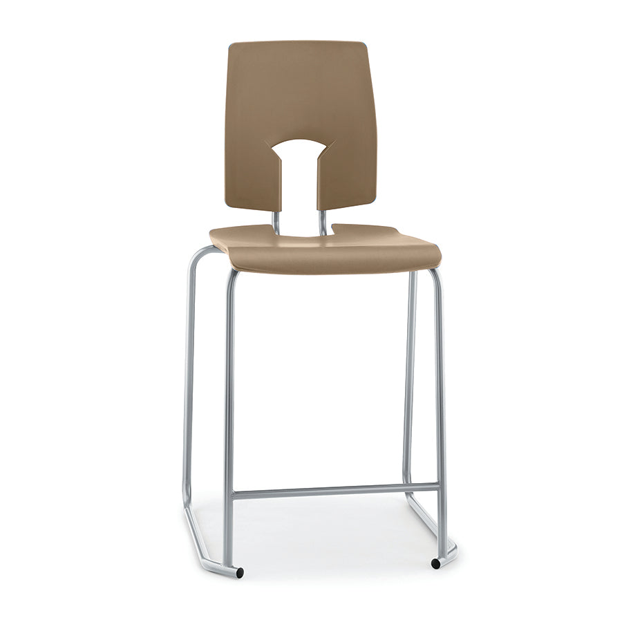 Hille SE Stool with Back Mocha Seat and Back with Light Grey Frame SS30124