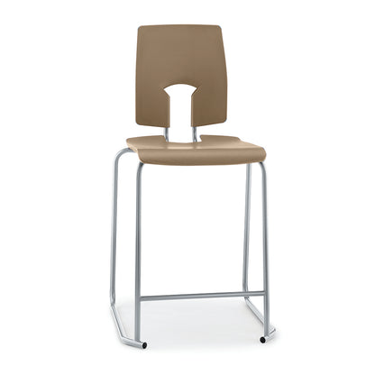 Hille SE Stool with Back Mocha Seat and Back with Light Grey Frame SS30124