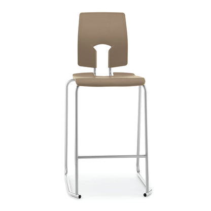 Hille SE Stool with Back Mocha Seat and Back with Light Grey Frame SS30125
