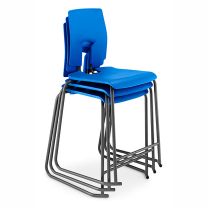 Hille SE Stool with Back Pacific Blue Seat and Back with Dark Grey stacked SS30125