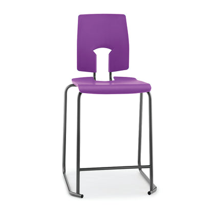 Hille SE Stool with Back Purple Seat and Back with Dark Grey Frame SS30124