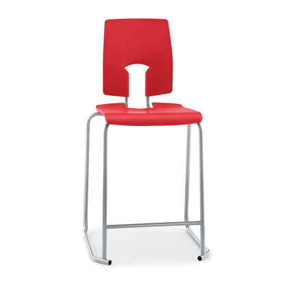 Hille SE Stool with Back Scarlet Red Seat and Back with Light Grey Frame SS30124