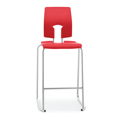 Hille SE Stool with Back Scarlet Red Seat and Back with Light Grey Frame SS30125