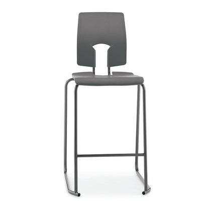 Hille SE Stool with Back Slate Grey Seat and Back with Dark Grey Frame SS30125 1