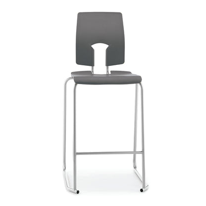 Hille SE Stool with Back Slate Grey Seatand Back with Light Grey Frame SS30125
