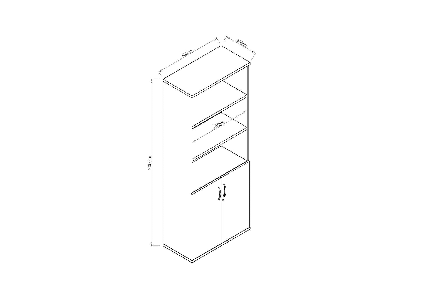 Impulse Cupboard with 3 Open Shelves H2000