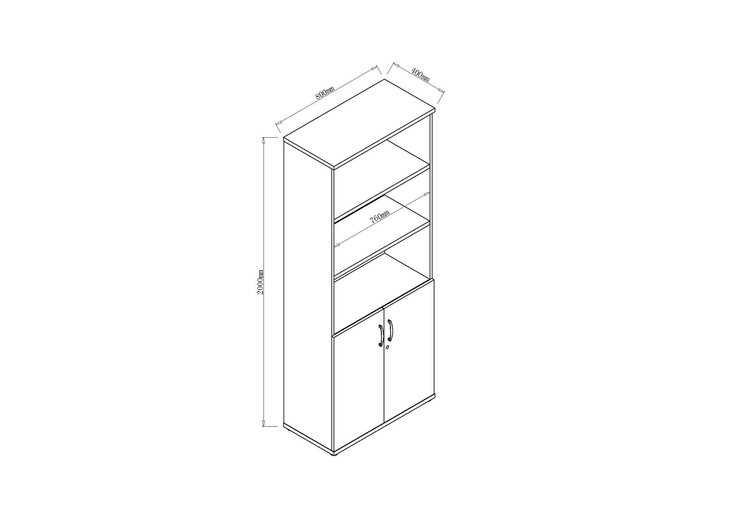 Impulse Cupboard with 3 Open Shelves W2000