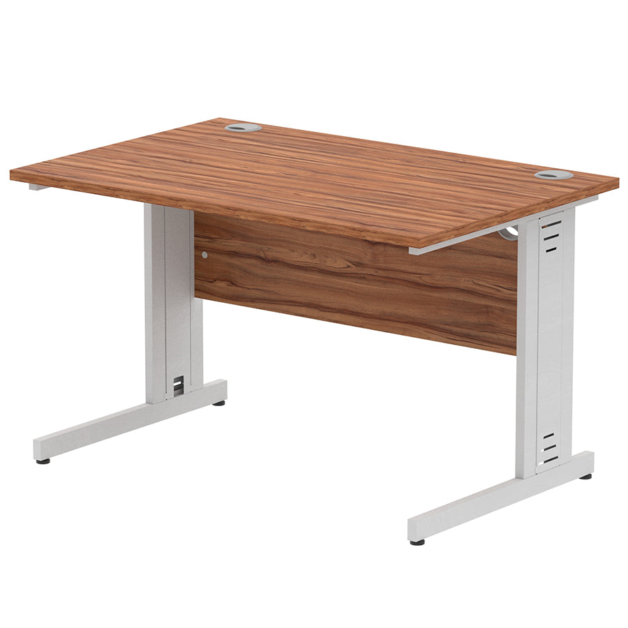 Impulse 1200mm Straight Desk Cable Managed Leg Walnut Table Top and Silver Frame