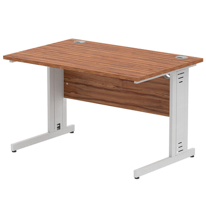 Impulse 1200mm Straight Desk Cable Managed Leg Walnut Table Top and Silver Frame