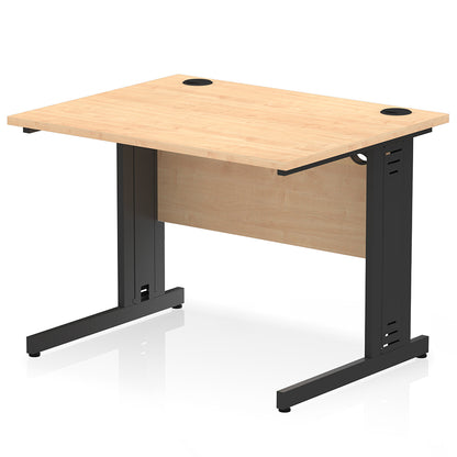 Impulse 1000mm Straight Desk Cable Managed Leg Maple Top with Black Frame
