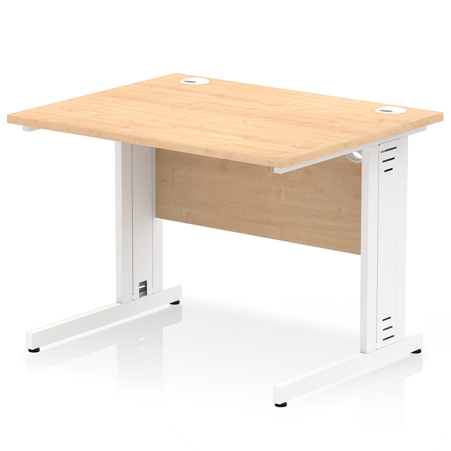 Impulse 1000mm Straight Desk Cable Managed Leg Maple Top with White Frame
