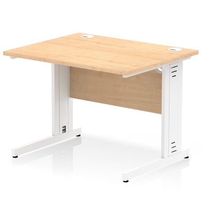 Impulse 1000mm Straight Desk Cable Managed Leg Maple Top with White Frame