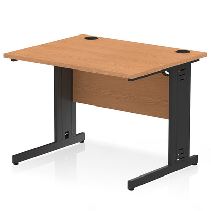 Impulse 1000mm Straight Desk Cable Managed Leg Oak Top with Black Frame