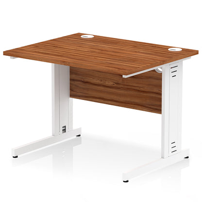Impulse 1000mm Straight Desk Cable Managed Leg Walnut Top with White Frame