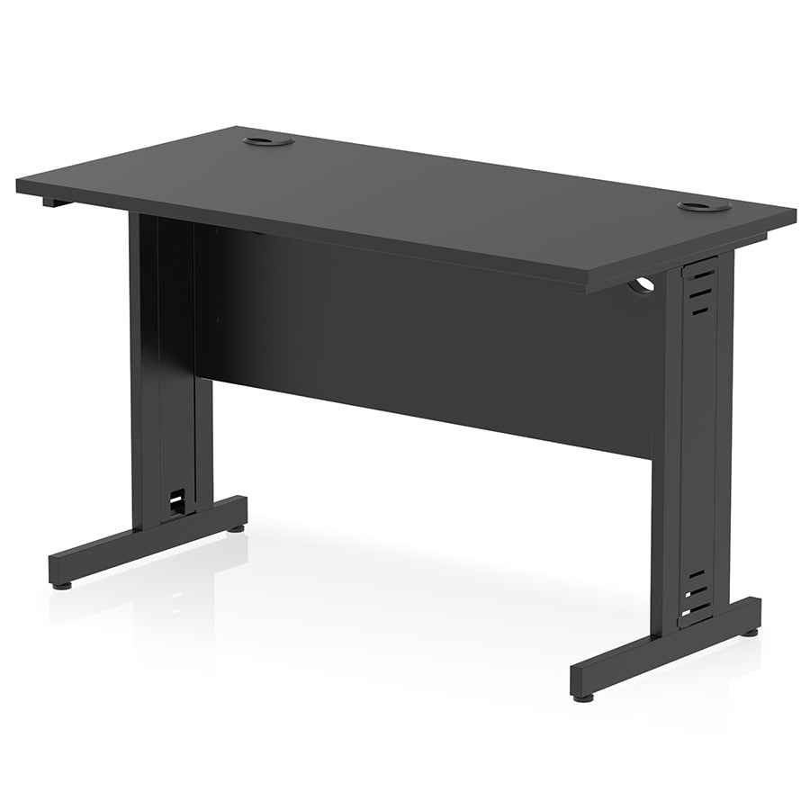 Impulse 1200mm Slimline Desk Cable Managed Leg Black Table Top and Black Frame
