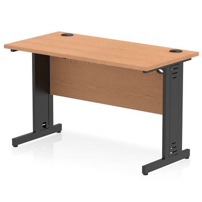 Impulse 1200mm Slimline Desk Cable Managed Leg Oak Table Top and Black Frame