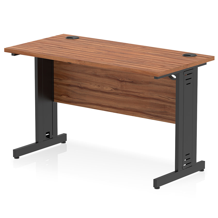 Impulse 1200mm Slimline Desk Cable Managed Leg Walnut Table Top and Black Frame