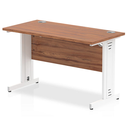 Impulse 1200mm Slimline Desk Cable Managed Leg Walnut Table Top and White Frame