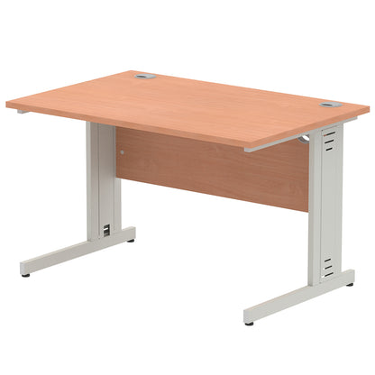Impulse 1200mm Straight Desk Cable Managed Leg Beech Table Top and Silver Frame
