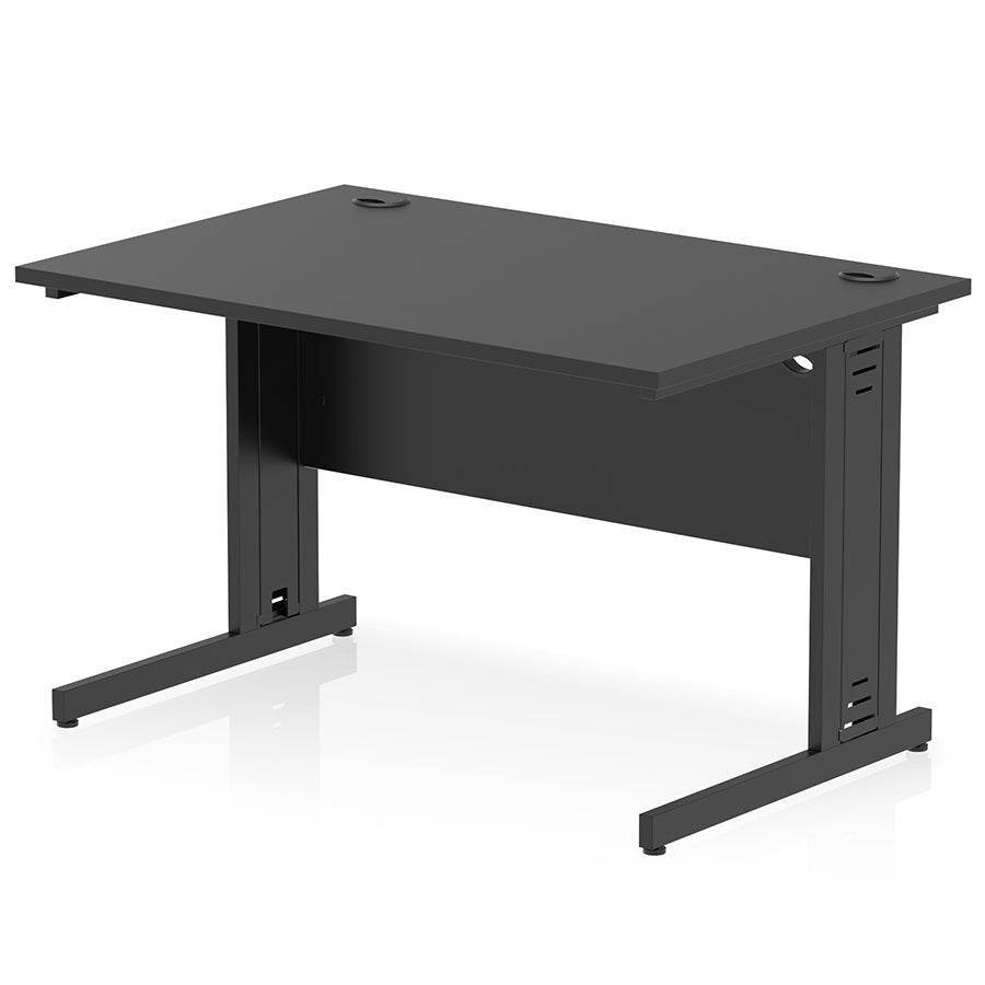 Impulse 1200mm Straight Desk Cable Managed Leg Black Table Top and Black Frame