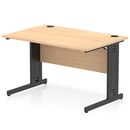 Impulse 1200mm Straight Desk Cable Managed Leg Maple Table Top and Black Frame