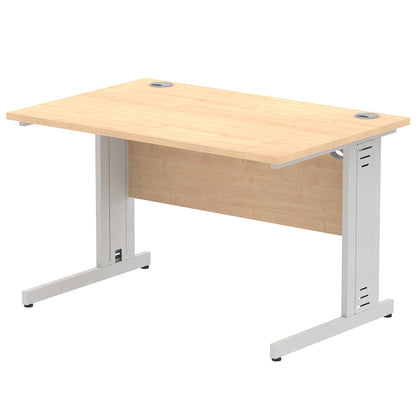 Impulse 1200mm Straight Desk Cable Managed Leg Maple Table Top and Silver Frame
