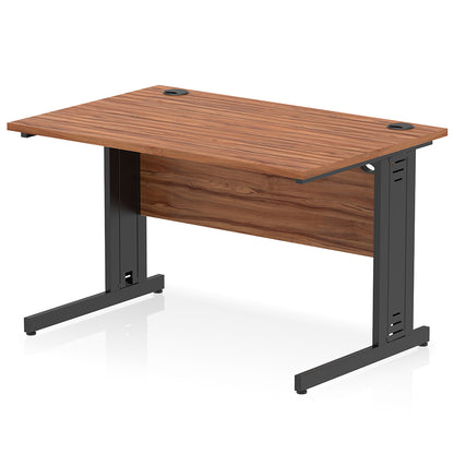 Impulse 1200mm Straight Desk Cable Managed Leg Walnut Table Top and Black Frame