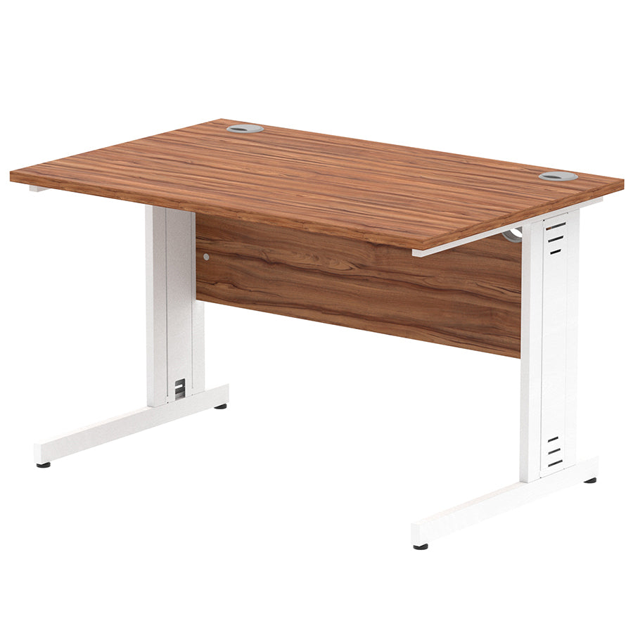 Impulse 1200mm Straight Desk Cable Managed Leg Walnut Table Top and White Frame