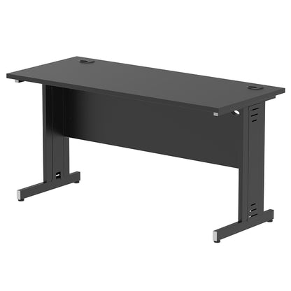 Impulse 1400mm Slimline Desk Cable Managed Leg Black Table Top Black Frame