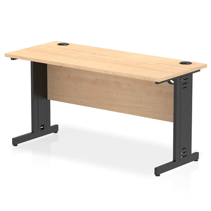 Impulse 1400mm Slimline Desk Cable Managed Leg Maple Table Top Black Frame