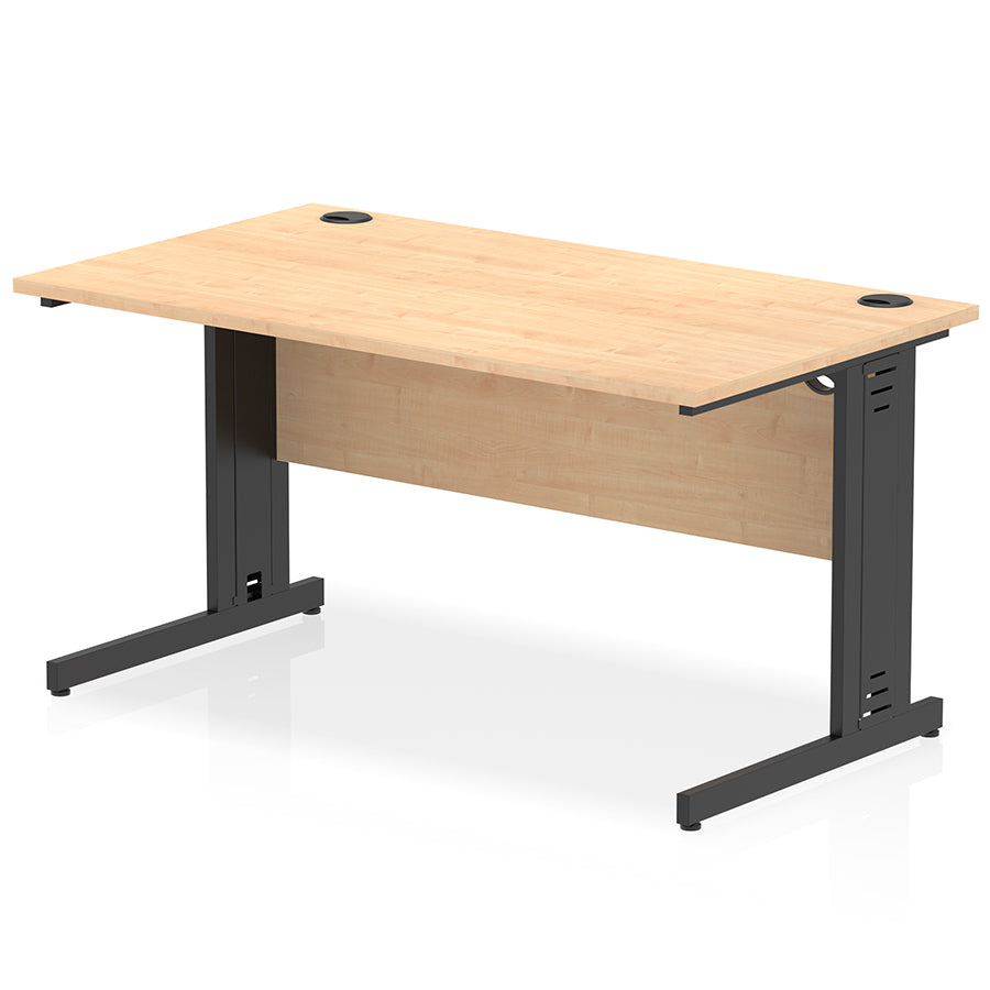 Impulse 1400mm Straight Desk Cable Managed Leg Maple Table Top and Black Frame