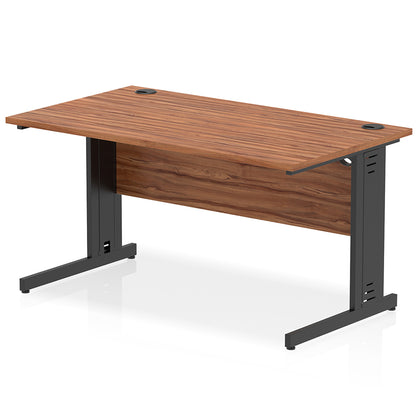 Impulse 1400mm Straight Desk Cable Managed Leg Walnut Table Top and Black Frame