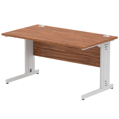 Impulse 1400mm Straight Desk Cable Managed Leg Walnut Table Top and Silver Frame